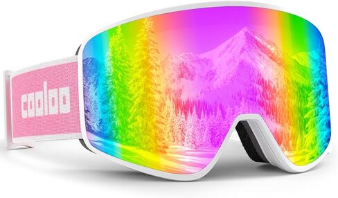 COOLOO Kids Ski Goggles, Kids Snowboard Goggles OTG Replaceable Lens Anti Fog & UV Protection Snow Goggles for Kids 3-14 in Kuwait