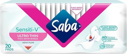 Saba Sensiti-V Ultra Thin Pads with Wings, 80 Count (4 Packs of 20) in Kuwait
