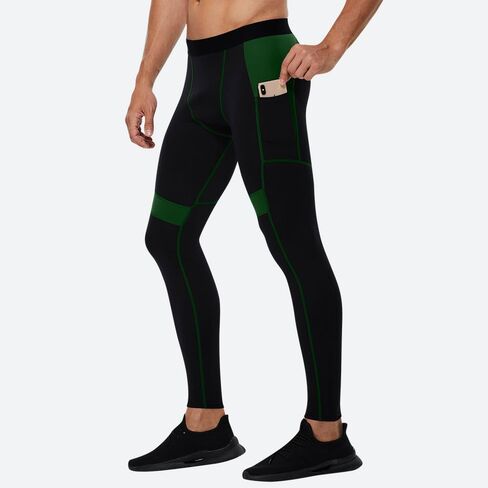 Men's Compression Pants for Running Training Gym Sports Color Block High Stretch Workout Leggings Slim Fit Tights in Saudi Arabia