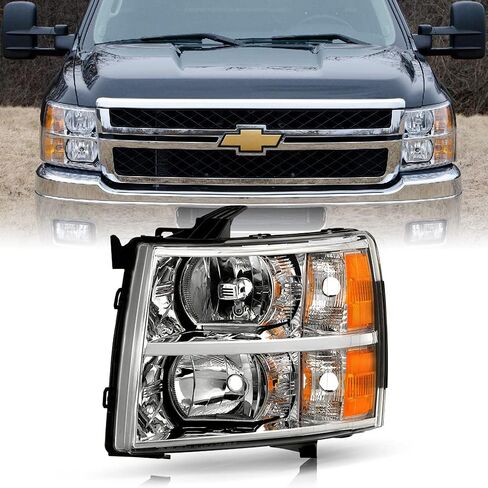 Akkon - من أجل 07-13 Chevy Silverado Pickup Truck Chrome المصباح الأمامي المصباح الأمامي بديل الجانب الأيمن in Saudi Arabia