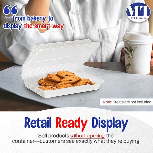 MT Products Plastic Snack Containers with Lids - 6.8" x 5.6" x 2.1" Clear Clamshell Take Out Containers for Food & Desserts (Pack of 40) - Made in the USA in Saudi Arabia