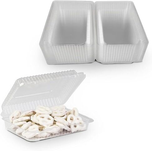 MT Products Plastic Snack Containers with Lids - 6.8" x 5.6" x 2.1" Clear Clamshell Take Out Containers for Food & Desserts (Pack of 40) - Made in the USA in Saudi Arabia