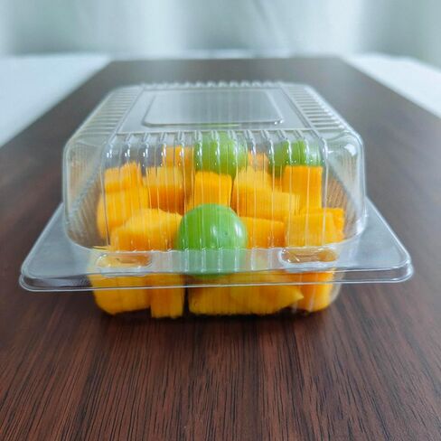 100 قطعة يمكن إغلاقها حاوية كب كيك؛ حاويات بلاستيكية شفافة بمفصلات، حاويات شرائح كعكة بلاستيكية شفافة سميكة، أكواب سلطة صينية تناول الطعام على شكل صدفة in Kuwait