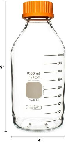 Pyrex Corning 1395-1L, 1000ml Round Media Storage Bottle, with GL45 Screw Cap (Case of 10) in Saudi Arabia