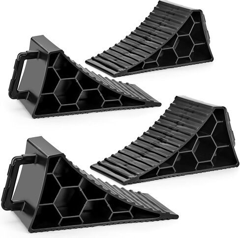 Wheel Chocks 4 Pack, RV Chocks with Handles for RV Trailer Camper Car Truck, Wheel Block Stopper for Tire, Strong RV Wheel Chocks Hexagonal Honeycomb Structure, RV Trailer Accessories, Green in Kuwait