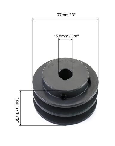 QWORK 2AK3058 Double Groove Pulley/Sheave, 3.05"OD 5/8" Bore, AK Fixed Bore Pulley, for A, 3L & 4L (A & AX) V-Belts, Cast Iron in Saudi Arabia