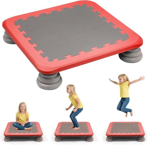 ترامبولين صغير للأطفال، لوح ارتداد ترامبولين للأطفال مقاس 25 بوصة للاستخدام الداخلي والخارجي مع قاعدة مضادة للانزلاق، لعبة حسية للقفز والتوازن للأطفال من 3 إلى 12 عامًا للأولاد والبنات المصابين بالتوحد in Kuwait