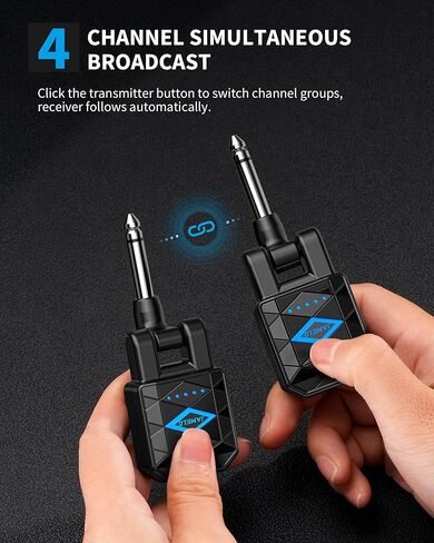 نظام جيتار لاسلكي من جاميلو 2.4 جيجا هرتز جهاز استقبال الارسال اللاسلكي مع صندوق شحن 4 قنوات صوتية للجيتار باس الآلات الكهربائية in Kuwait