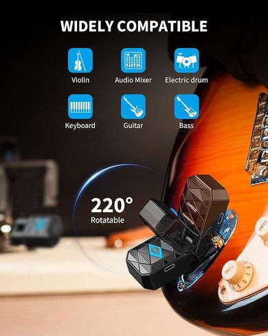 نظام جيتار لاسلكي من جاميلو 2.4 جيجا هرتز جهاز استقبال الارسال اللاسلكي مع صندوق شحن 4 قنوات صوتية للجيتار باس الآلات الكهربائية in Kuwait