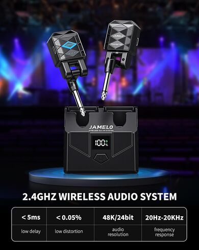 نظام جيتار لاسلكي من جاميلو 2.4 جيجا هرتز جهاز استقبال الارسال اللاسلكي مع صندوق شحن 4 قنوات صوتية للجيتار باس الآلات الكهربائية in Kuwait