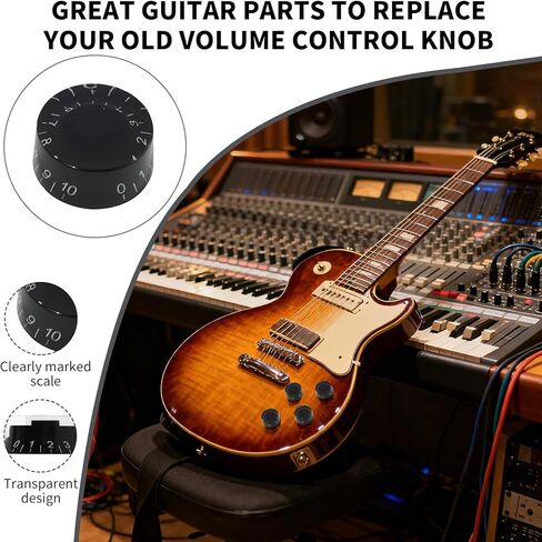 4 Pcs Guitar Knobs, Black Electric Guitar Knobs Bass Speed Volume Tone Practical Control Accessories, LP Style Replacement Volume Tone Control Parts (Black-White Word) in Saudi Arabia
