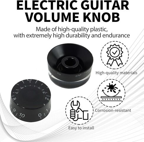 4 Pcs Guitar Knobs, Black Electric Guitar Knobs Bass Speed Volume Tone Practical Control Accessories, LP Style Replacement Volume Tone Control Parts (Black-White Word) in Saudi Arabia