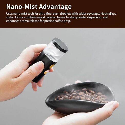 watchget 20ml Cylindrical Coffee Bean Atomizer Rdt Sprayer for Reducing Coffee Powder Static, Portable Electric Nano-Atomizer Rechargeable Espresso Sprayer, Black in Kuwait