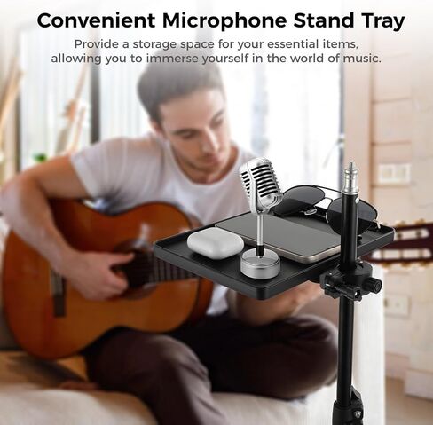Microphone Stand Tray, Clamp-On Rack Holder For Streaming, Recording, Karaoke in Saudi Arabia
