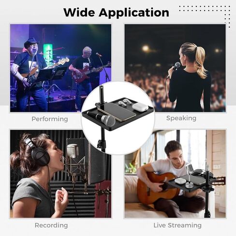 Microphone Stand Tray, Clamp-On Rack Holder For Streaming, Recording, Karaoke in Saudi Arabia