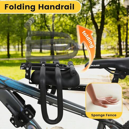 Kids Bike Seat Front Mounted and Handlebar Child Bike Seat with Half Guardrail Detachable Toddler Bicycle Seats with Foot Pedals for Children 1~5 Years Compatible with All Adult MTB in Kuwait