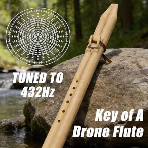 فلوت بدون طيار على الطراز الأمريكي الأصلي | أداة فلوت بلاستيكية رئيسية للتأمل والممارسة | فلوت هندي خفيف الوزن مع غرف مزدوجة in Kuwait