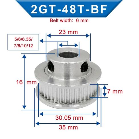 Pulley Wheel GT2-48T Circular Tooth BF Shape Timing Pulley Bore 5/6/6.35/7/8/10/12mm 1Pcs(10 mm,11 mm) in Saudi Arabia
