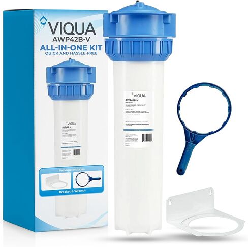 VIQUA AWP42B-V 4.5" x 20" Whole House Water Filter Housing Kit Ideal Prefilter for Viqua UV Systems – Three-Piece 1" FPT Water Filter Housing for Whole House Water Filter System in Kuwait