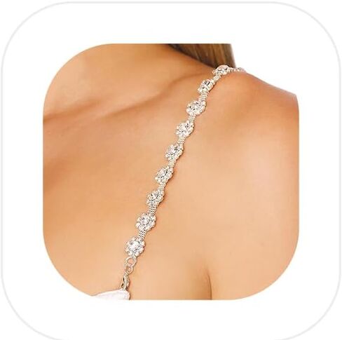 1Pair Luxury Rhinestone Shoulder Straps Jewelry Crystal Shoulder Strap Chain Rhinestone Underwear Chain Bridal Wedding Dress Bra Summer Body Accessories Jewelry for Women in Saudi Arabia