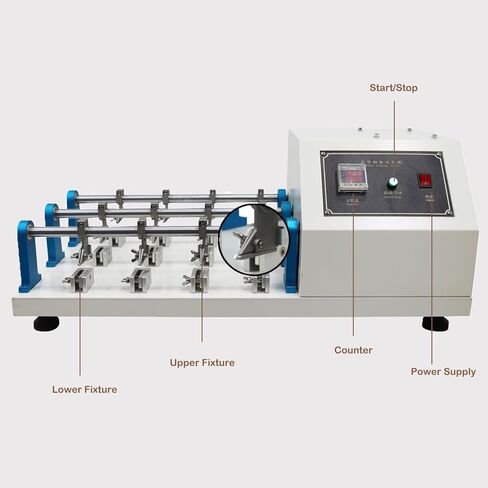 جهاز اختبار مقاومة الجلد القابل للطي 12 مشبك مع عداد LCD 100±5cpm 22.5° زاوية انحناء النسيج جهاز اختبار التحمل القابل للطي لحقائب الملابس العلوية للأحذية 110 فولت in Saudi Arabia
