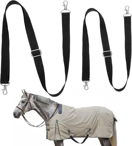 2 Pcs Horse Blanket Leg Straps - 24 to 42 Inch Adjustable Elastic Horse Blanket Straps Replacement with Double Swivel Snaps in Saudi Arabia