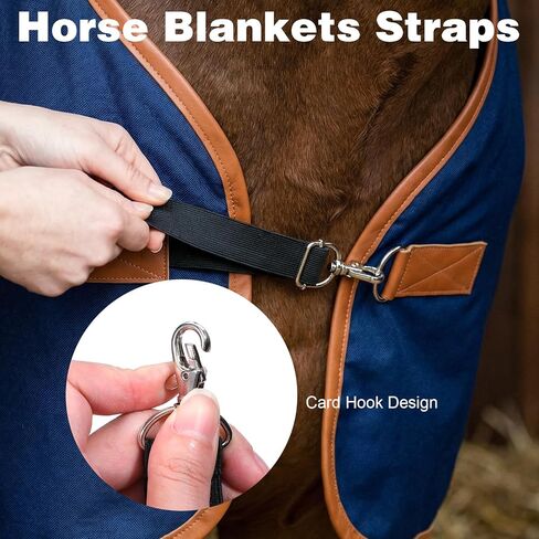 2 Pcs Horse Blanket Leg Straps - 24 to 42 Inch Adjustable Elastic Horse Blanket Straps Replacement with Double Swivel Snaps in Saudi Arabia