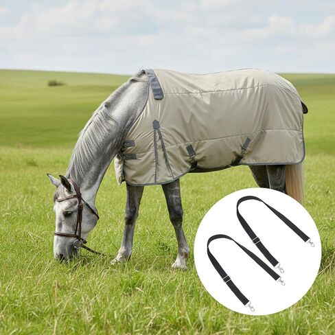 2 Pcs Horse Blanket Leg Straps - 24 to 42 Inch Adjustable Elastic Horse Blanket Straps Replacement with Double Swivel Snaps in Saudi Arabia
