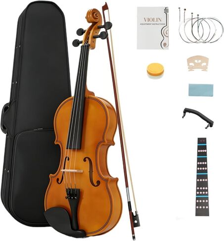 Ktaxon Full Size Violin, 1/8 Acoustic Violin with Portable Case, Finger Guide Sticker, Polishing Cloth,Mute, Extra Set Violin String, Shoulder Rest, Rosin and Bow in Saudi Arabia