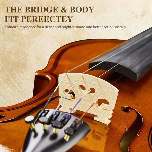 Ktaxon Full Size Violin, 1/8 Acoustic Violin with Portable Case, Finger Guide Sticker, Polishing Cloth,Mute, Extra Set Violin String, Shoulder Rest, Rosin and Bow in Saudi Arabia