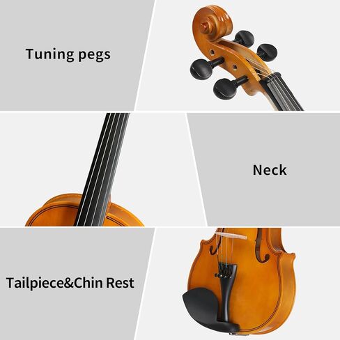 Ktaxon Full Size Violin, 1/8 Acoustic Violin with Portable Case, Finger Guide Sticker, Polishing Cloth,Mute, Extra Set Violin String, Shoulder Rest, Rosin and Bow in Saudi Arabia