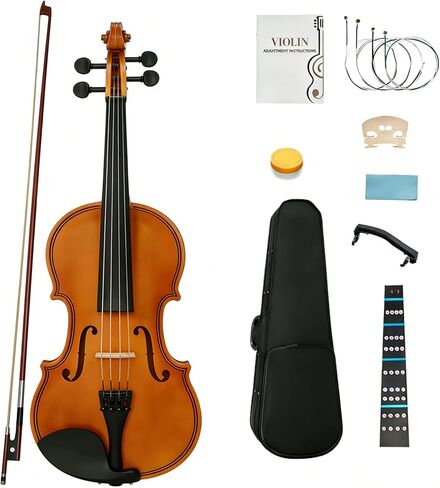 Ktaxon Full Size Violin, 1/8 Acoustic Violin with Portable Case, Finger Guide Sticker, Polishing Cloth,Mute, Extra Set Violin String, Shoulder Rest, Rosin and Bow in Saudi Arabia