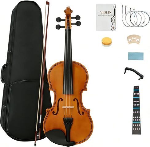 Ktaxon Full Size Violin, 1/8 Acoustic Violin with Portable Case, Finger Guide Sticker, Polishing Cloth,Mute, Extra Set Violin String, Shoulder Rest, Rosin and Bow in Saudi Arabia