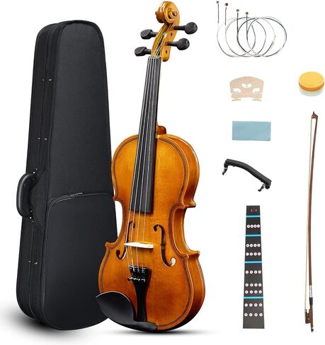 Ktaxon Full Size Violin, 1/8 Acoustic Violin with Portable Case, Finger Guide Sticker, Polishing Cloth,Mute, Extra Set Violin String, Shoulder Rest, Rosin and Bow in Saudi Arabia