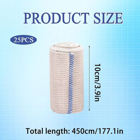 25 Pcs 4 Inch Elastic Bandage Wrap with Self Closure on Both Ends Athletic Stretchable Compression Bandage for Legs, Knees, Ankles, Wrists, Elbows, Shoulders, Athletic Stretchable Wrap(Blue Trim) in Saudi Arabia