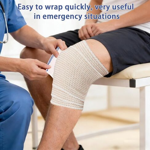 25 Pcs 4 Inch Elastic Bandage Wrap with Self Closure on Both Ends Athletic Stretchable Compression Bandage for Legs, Knees, Ankles, Wrists, Elbows, Shoulders, Athletic Stretchable Wrap(Blue Trim) in Saudi Arabia