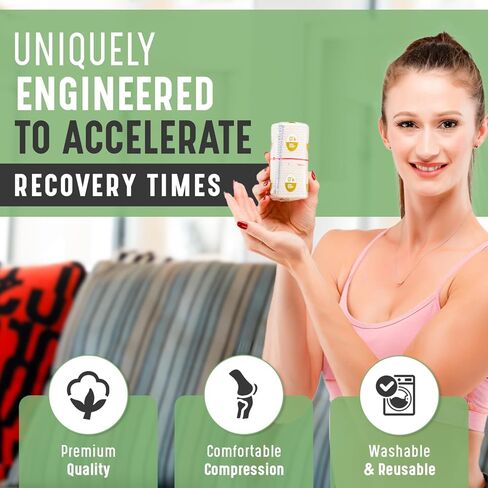 Premium Elastic Bandage Wrap (4" 6 Pack) - Hook & Loop Fasteners at Both Ends - Latex Free Hypoallergenic Compression Roll - Reusable Bandages for Waist, Legs, Elbow & Knee Wrap in Kuwait