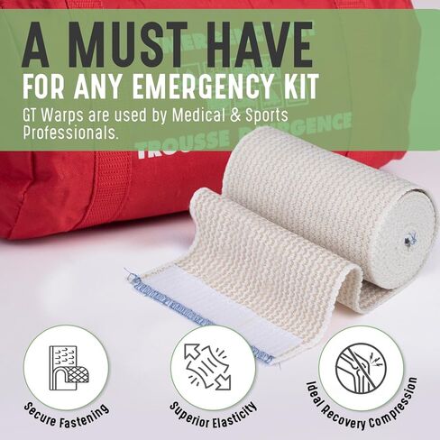 Premium Elastic Bandage Wrap (4" 6 Pack) - Hook & Loop Fasteners at Both Ends - Latex Free Hypoallergenic Compression Roll - Reusable Bandages for Waist, Legs, Elbow & Knee Wrap in Kuwait