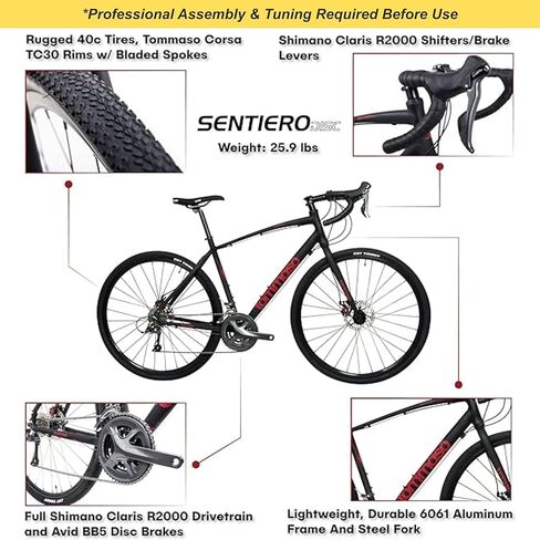 Tommaso Sentiero Sport Performance Aluminum Gravel Bike Shimano Claris 24 Speeds Road Bicycle Men Road Bikes for Men in Kuwait