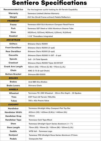 Tommaso Sentiero Sport Performance Aluminum Gravel Bike Shimano Claris 24 Speeds Road Bicycle Men Road Bikes for Men in Kuwait