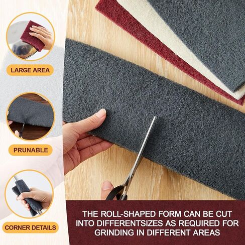 3 لفات من وسادات التنظيف الصناعية مقاس 4.72 بوصة × 6.56 قدم للجرجر، والتنظيف، والصنفرة، والتنظيف، والمزج، والتصاق سطح الطلاء، وجسم السيارة، قابلة للقص، أحمر أبيض رمادي in Kuwait