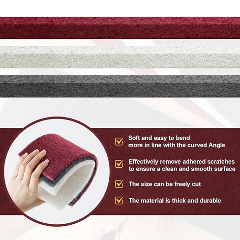 3 لفات من وسادات التنظيف الصناعية مقاس 4.72 بوصة × 6.56 قدم للجرجر، والتنظيف، والصنفرة، والتنظيف، والمزج، والتصاق سطح الطلاء، وجسم السيارة، قابلة للقص، أحمر أبيض رمادي in Kuwait