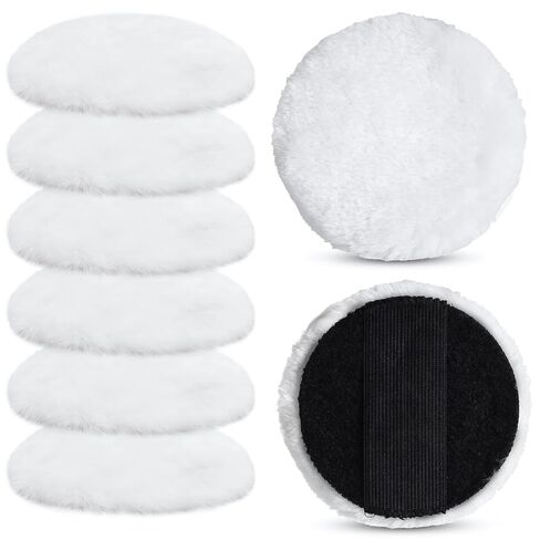 8 قطع من وسائد صوف الخراف، أداة توزيع من صوف الخراف مقاس 10.16 سم مع حزام مطاطي، وسادة وصمة عار من صوف الخراف قابلة لإعادة الاستخدام مناسبة للأثاث والأرضيات والتلميع وإزالة الشعر بالشمع والتلطيخ in Kuwait