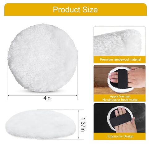 8 قطع من وسائد صوف الخراف، أداة توزيع من صوف الخراف مقاس 10.16 سم مع حزام مطاطي، وسادة وصمة عار من صوف الخراف قابلة لإعادة الاستخدام مناسبة للأثاث والأرضيات والتلميع وإزالة الشعر بالشمع والتلطيخ in Kuwait