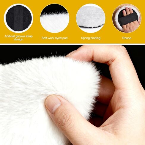 8 قطع من وسائد صوف الخراف، أداة توزيع من صوف الخراف مقاس 10.16 سم مع حزام مطاطي، وسادة وصمة عار من صوف الخراف قابلة لإعادة الاستخدام مناسبة للأثاث والأرضيات والتلميع وإزالة الشعر بالشمع والتلطيخ in Kuwait