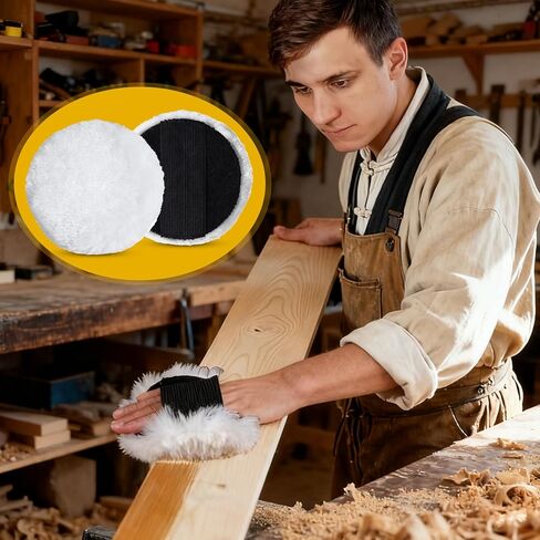 8 قطع من وسائد صوف الخراف، أداة توزيع من صوف الخراف مقاس 10.16 سم مع حزام مطاطي، وسادة وصمة عار من صوف الخراف قابلة لإعادة الاستخدام مناسبة للأثاث والأرضيات والتلميع وإزالة الشعر بالشمع والتلطيخ in Kuwait