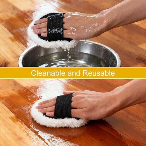 8 قطع من وسائد صوف الخراف، أداة توزيع من صوف الخراف مقاس 10.16 سم مع حزام مطاطي، وسادة وصمة عار من صوف الخراف قابلة لإعادة الاستخدام مناسبة للأثاث والأرضيات والتلميع وإزالة الشعر بالشمع والتلطيخ in Kuwait