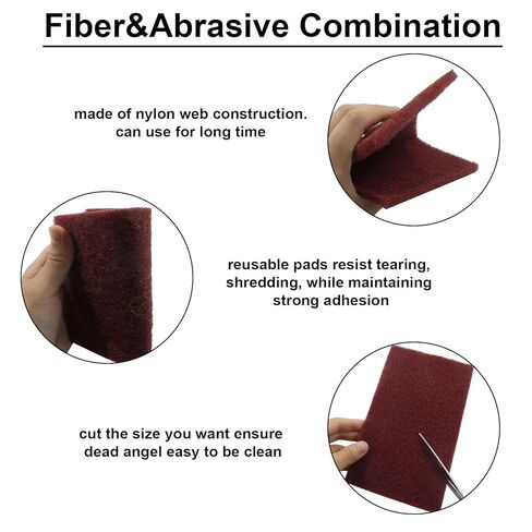 12Pack Red Scotch Brite Pad, 8"x5" (200x125mm) General Purpose Hand Pads, Fine Grade Multi-Purpose Abrasives for Surface Prep Paint Adhesion, Scratch & Scour Removal in Saudi Arabia