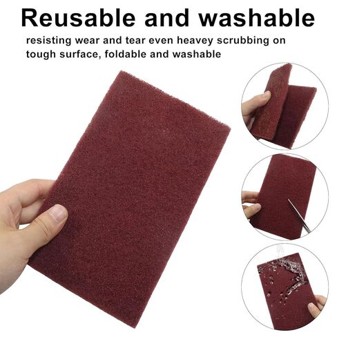 12Pack Red Scotch Brite Pad, 8"x5" (200x125mm) General Purpose Hand Pads, Fine Grade Multi-Purpose Abrasives for Surface Prep Paint Adhesion, Scratch & Scour Removal in Saudi Arabia