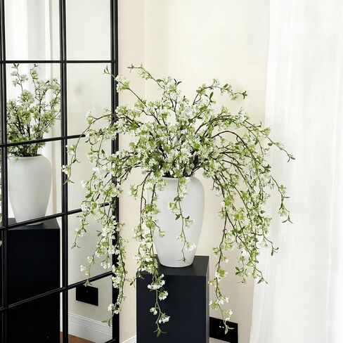 Zeyune 6 PCS الفروع الاصطناعية مع البراعم الخضراء 40 "دائمة الخضرة فو ، تختار الجذعية من الأطعمة في مزهرية DIY DIC INTOR DICER INDOOR و Outdoor Fall Decor in Kuwait